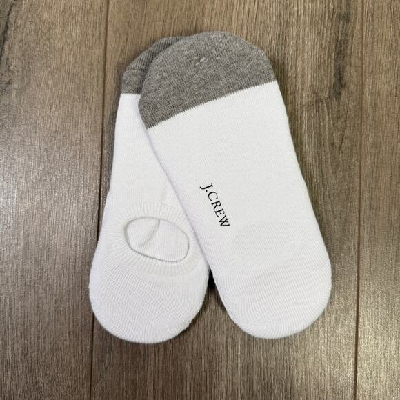 J.Crew No Show Loafer Foot Sock Mens S-M White Stretchy Two-Pair Thin Grip Pad - Picture 3 of 4